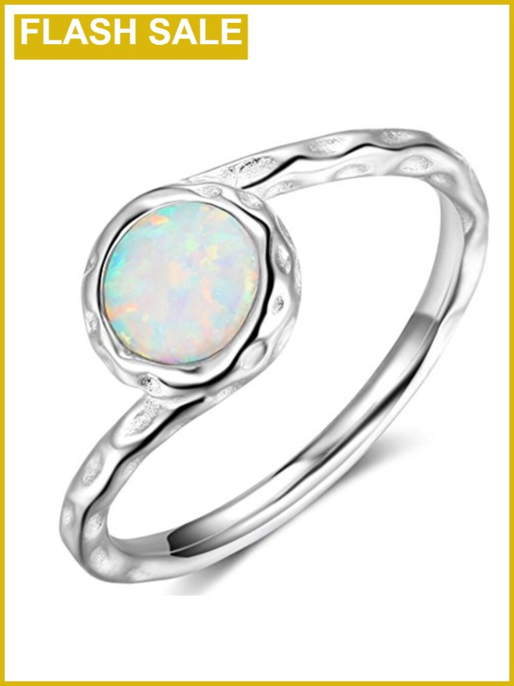 925 Sterling Silver Fire Opal Solitaire Engagement Ring Size 9.5